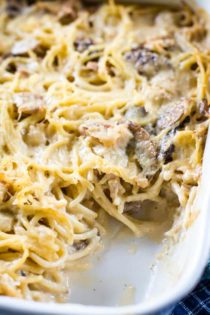 turkey tetrazzini in baking pan