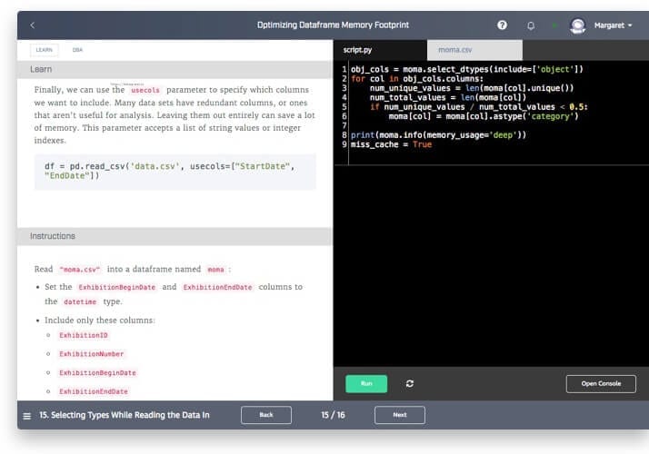 Dataquest Interface