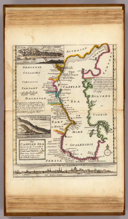 Caspian Sea, Terky, Derbent, Astracan.; Moll, Herman, d. 1732; Verden, Carl van; 1736; World Atlas
