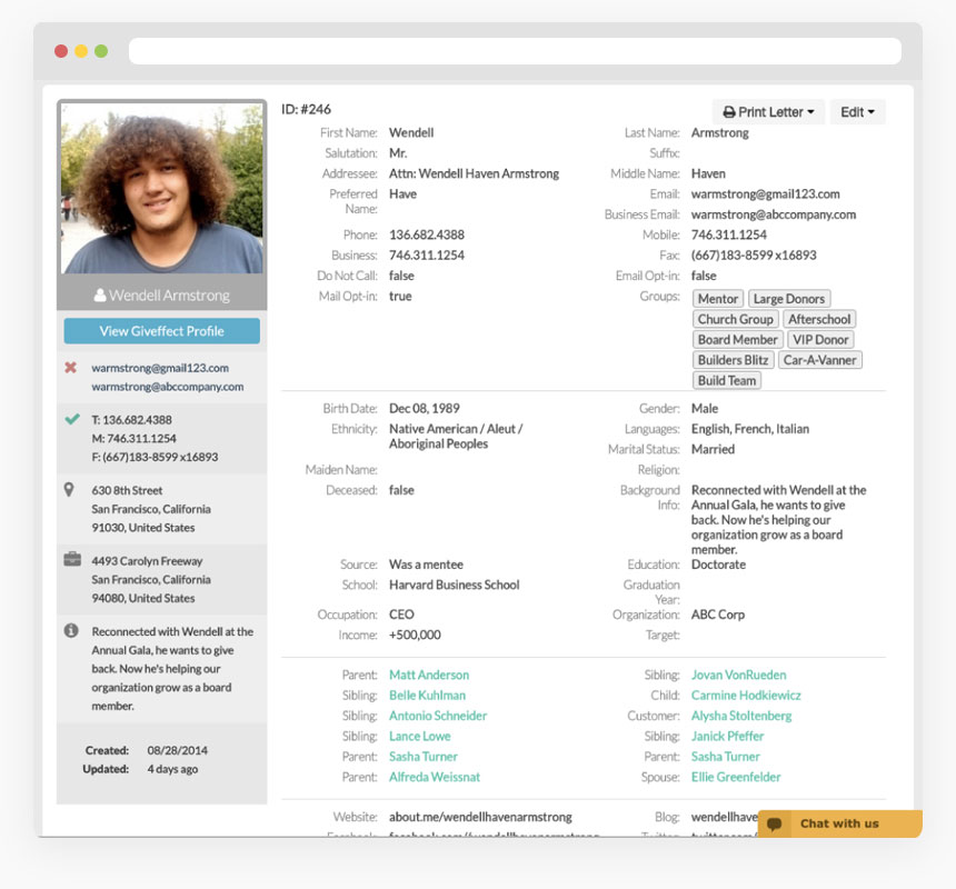 giveffect-backend-nonprofit-software-donor-profile