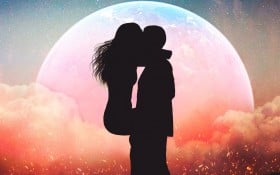 Romantic Kissing Couple Silhouette