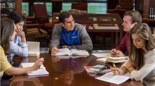 Hillsdale students study in the library