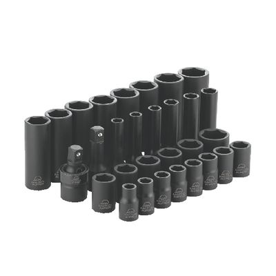 1/2" DRIVE ADV 30 PIECE METRIC 6 POINT STANDARD AND DEEP IMPACT SOCKET SET