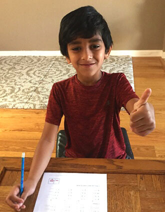 Child working on Math Mammoth placement test