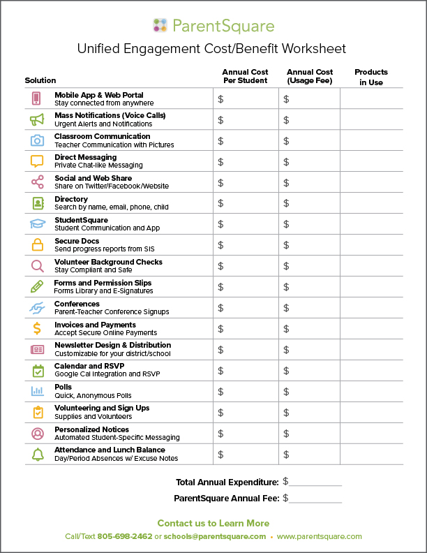 ParentSquare Pricing Worksheet