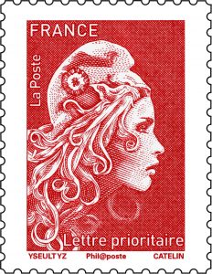 Timbre rouge prioritaire Marianne l'engag&eacute;e