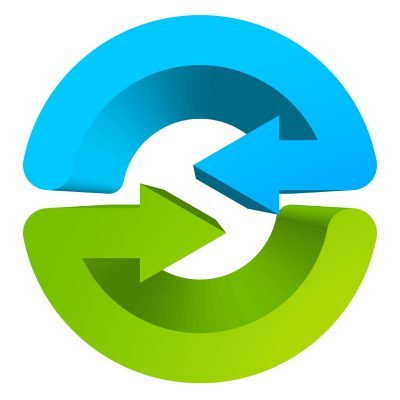Blue and green circular arrow symbol / icon