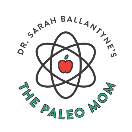 The PaleoMom circular atom logo