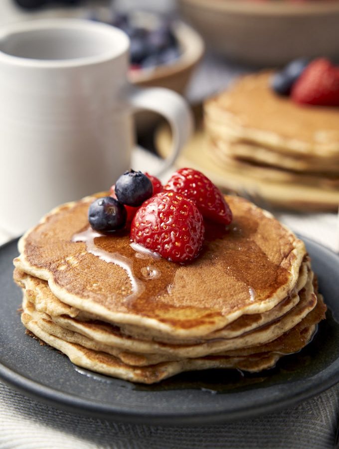 Easy Pancakes from Scratch - stack of homemade buttermilk pancakes | The Worktop