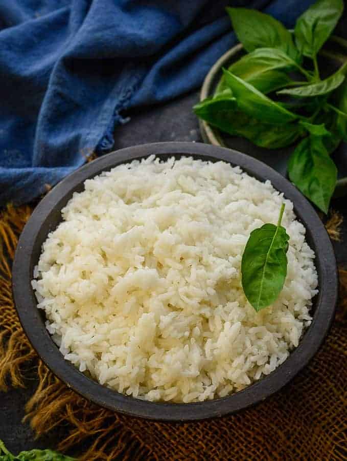 Instant Pot jasmine Rice served in a bowl.