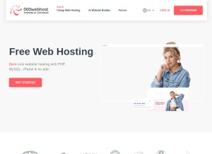 How 000webhost.com looks like on a tablet such as an iPad.