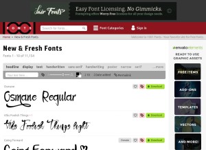How 1001fonts.com looks like on a tablet such as an iPad.