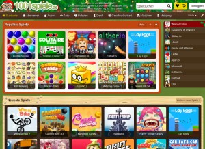 How 1001spiele.de looks like on a tablet such as an iPad.