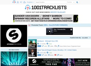 How 1001tracklists.com looks like on a tablet such as an iPad.