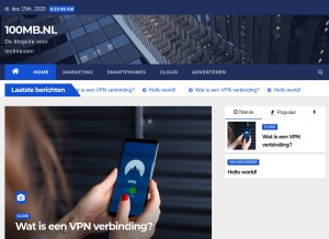 How 100mb.nl looks like on a tablet such as an iPad.
