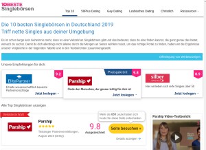 How 10bestesingleboersen.de looks like on a tablet such as an iPad.