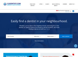 How 123dentist.com looks like on a tablet such as an iPad.