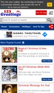 How 123greetings.com looks like on a mobile device such as an iPhone.