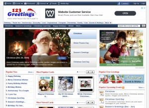 How 123greetings.com looks like on a tablet such as an iPad.