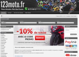 How 123moto.fr looks like on a tablet such as an iPad.