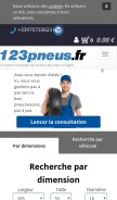 How 123pneus.fr looks like on a mobile device such as an iPhone.