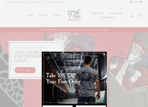 How 1776united.com looks like on a tablet such as an iPad.