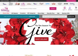 How 1800baskets.com looks like on a tablet such as an iPad.