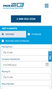 How 1800packrat.com looks like on a mobile device such as an iPhone.