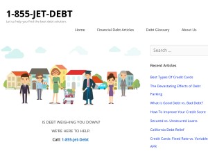 How 1855jetdebt.com looks like on a tablet such as an iPad.