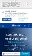 How 1and1.mx looks like on a mobile device such as an iPhone.