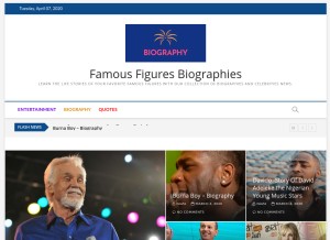 How 1biography.com looks like on a tablet such as an iPad.