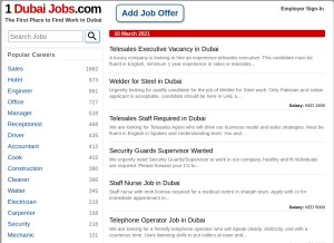 How 1dubaijobs.com looks like on a tablet such as an iPad.