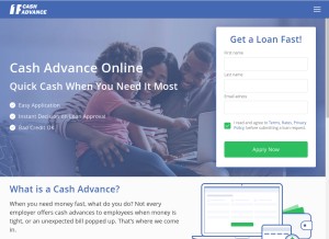 How 1firstcashadvance.org looks like on a tablet such as an iPad.