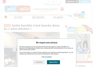 How 1jour1actu.com looks like on a tablet such as an iPad.