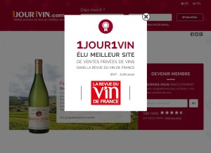 How 1jour1vin.com looks like on a tablet such as an iPad.