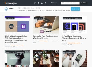 How 1stwebdesigner.com looks like on a tablet such as an iPad.