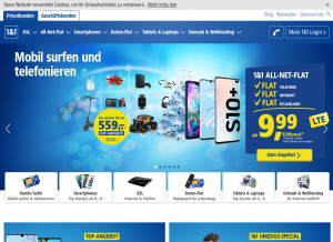 How 1und1.de looks like on a tablet such as an iPad.