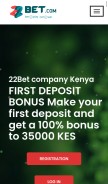 How 22betsport.co.ke looks like on a mobile device such as an iPhone.
