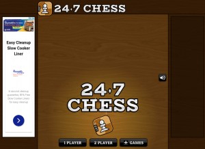 How 247chess.com looks like on a tablet such as an iPad.