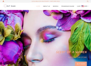 How 247scent.com looks like on a tablet such as an iPad.