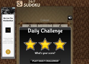 How 247sudoku.com looks like on a tablet such as an iPad.