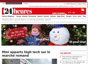 How 24heures.ch looks like on a tablet such as an iPad.