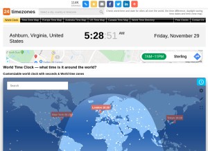 How 24timezones.com looks like on a tablet such as an iPad.