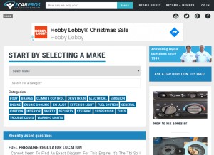 How 2carpros.com looks like on a tablet such as an iPad.