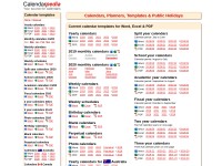 Desktop screenshot for calendarpedia.com