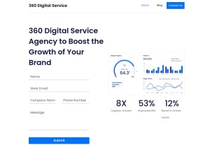 How 360digitalservice.com looks like on a tablet such as an iPad.