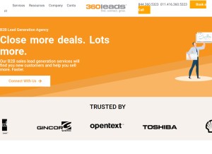 How 360leads.com looks like on a tablet such as an iPad.
