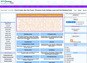 How 365greetings.com looks like on a tablet such as an iPad.