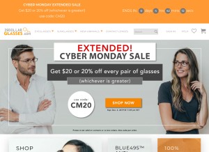 How 39dollarglasses.com looks like on a tablet such as an iPad.