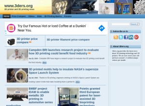 How 3ders.org looks like on a tablet such as an iPad.